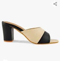 Shoeshion Women's Block Pump Heel Slip On, Open Toe, Synthetic Material, Rubber Sole Sandal For Office, Party and Occasions. - 5.6.7.8