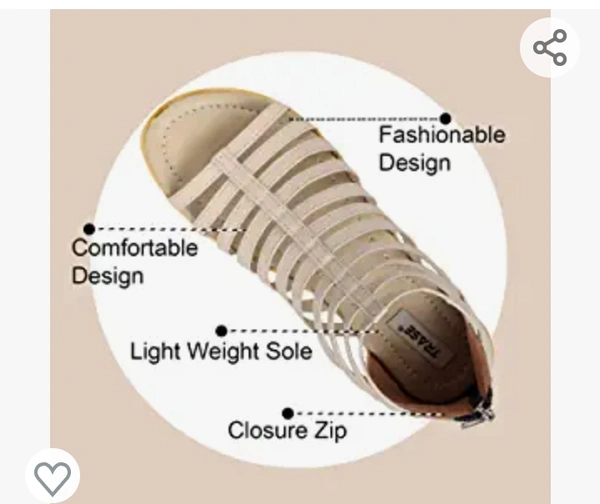TRASE Women's Fashion Sandals | Flat Gladiator Sandal With Zip Closure for Girls | Trendy & Comfortable for all Formal & Casual Occassions - 5.6.7.8