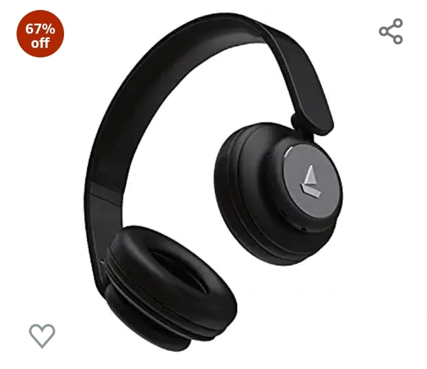 boAt Rockerz 450 Bluetooth On Ear Headphones with Mic, Upto 15 Hours Playback, 40MM Drivers, Padded Ear Cushions, Integrated Controls and Dual Modes(Luscious Black)Amazon'sChoicefor "boat headphones"