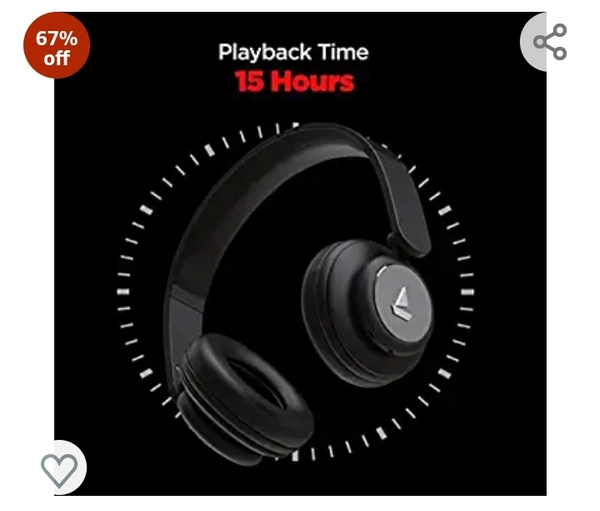 boAt Rockerz 450 Bluetooth On Ear Headphones with Mic, Upto 15 Hours Playback, 40MM Drivers, Padded Ear Cushions, Integrated Controls and Dual Modes(Luscious Black)Amazon'sChoicefor "boat headphones"