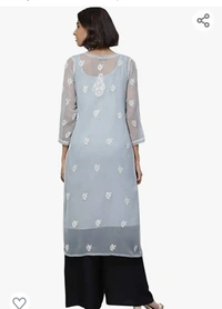 Ada Hand Embroidery Lucknowi Chikankari Women's Georgette Kurta Kurti with Slip A411128 - M. L. XL. XXL
