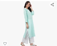 Ada Hand Embroidered Lucknowi Chikankari Cotton Kurta Kurti for Women A133488 - M. L. XL. XXL