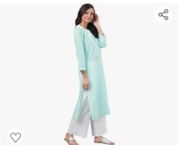 Ada Hand Embroidered Lucknowi Chikankari Cotton Kurta Kurti for Women A133488 - M. L. XL. XXL