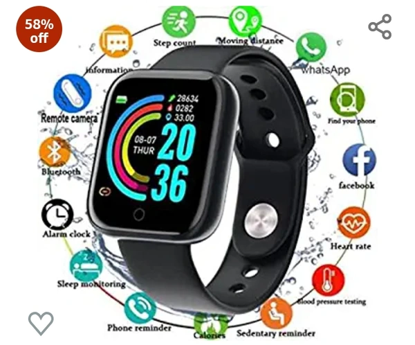M1 Smart Watch - D20 Smart Watches for Men Women, Bluetooth Smartwatch Touch Screen Bluetooth Smart Watches for Android iOS Phones Wrist Phone Watch,Women - Black