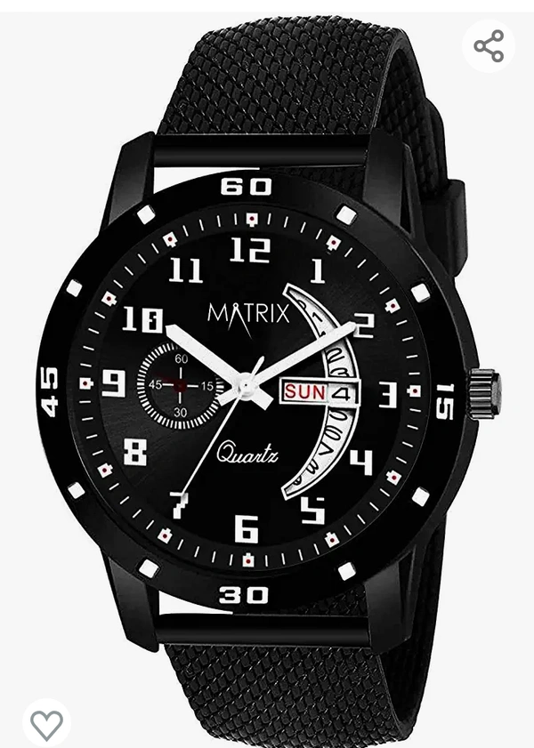 Matrix Day & Date Display Analog Wrist Watch for Men & Boys