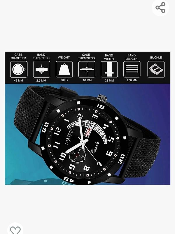 Matrix Day & Date Display Analog Wrist Watch for Men & Boys