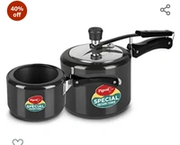 Pigeon by Stovekraft Aluminium Hard Anodized Pressure Cooker Combo with Induction Base Inner Lid - 2 L, 3 L, 5 L- 14455 (Silver)