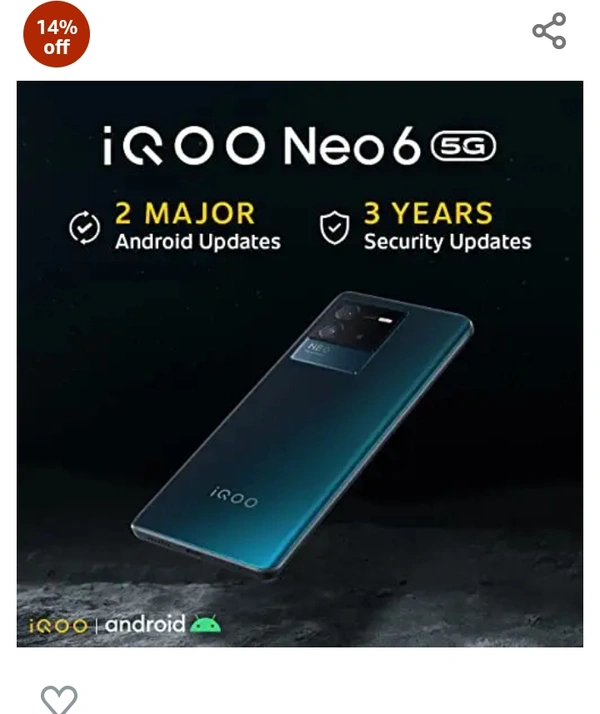 iQOO Neo 6 5G (Dark Nova, 8GB RAM, 128GB Storage) | Snapdragon® 870 5G | 80W FlashCharge