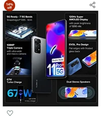 Redmi Note 11 Pro + 5G (Stealth Black, 8GB RAM, 256GB Storage) | 67W Turbo Charge | 120Hz Super AMOLED Display | Additional Exchange Offers | Charger Included| Get 2 Months of YouTube Premium Free!