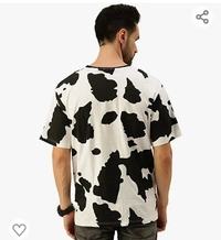 Veirdo Drop Shoulder Tshirt for Men, Over Size T Shirt for Man, Cow & Zebra Printed Half Sleeves Cotton Oversized T Shirts for Men & Boys, Cool Printed T Shirts for Men