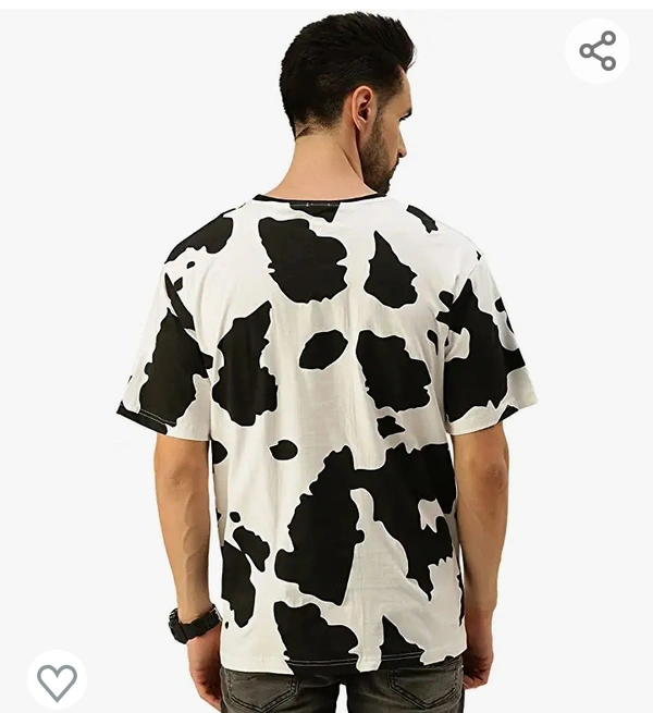 Veirdo Drop Shoulder Tshirt for Men, Over Size T Shirt for Man, Cow & Zebra Printed Half Sleeves Cotton Oversized T Shirts for Men & Boys, Cool Printed T Shirts for Men