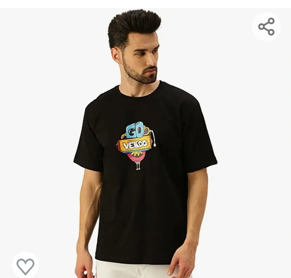 Veirdo Drop Shoulder Tshirt for Men, Over Size T Shirt for Man, Doodle Printed Half Sleeves Cotton Oversized T Shirts for Men & Boys, Cool Doodle Back Printed T Shirts for Men