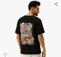 Veirdo Drop Shoulder Tshirt for Men, Over Size T Shirt for Man, Doodle Printed Half Sleeves Cotton Oversized T Shirts for Men & Boys, Cool Doodle Back Printed T Shirts for Men
