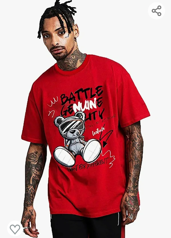 LEOTUDE Oversized Cotton Blend Half Sleeve Mens T-Shirts