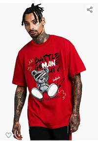 LEOTUDE Oversized Cotton Blend Half Sleeve Mens T-Shirts