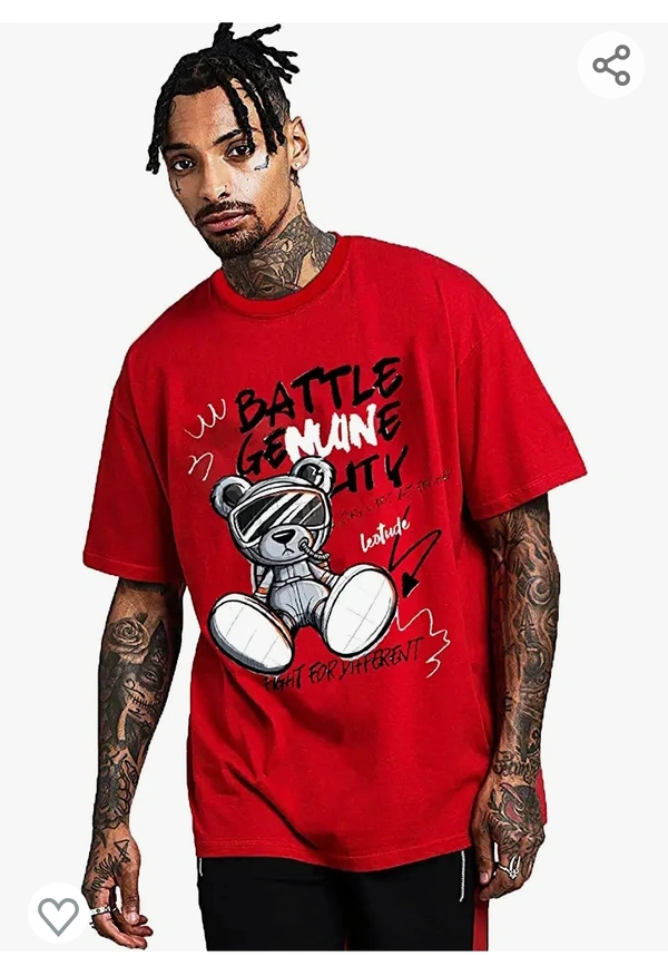 LEOTUDE Oversized Cotton Blend Half Sleeve Mens T-Shirts
