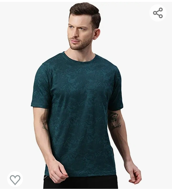 Urbano Fashion Men's Dark Green Printed Slim Fit Cotton T-Shirt