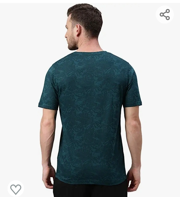 Urbano Fashion Men's Dark Green Printed Slim Fit Cotton T-Shirt