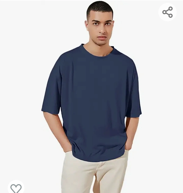 NOTWILD Men's Pure Cotton Oversized Round Neck Drop Shoulder Plain Half Sleeve Loose Summer Boys Tshirt