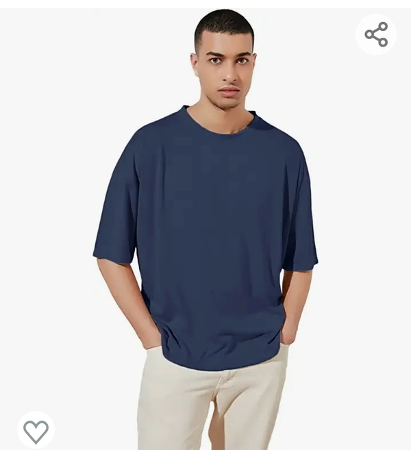 NOTWILD Men's Pure Cotton Oversized Round Neck Drop Shoulder Plain Half Sleeve Loose Summer Boys Tshirt