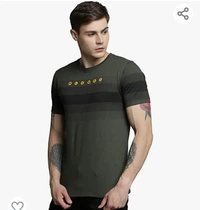 Maniac Men's Printed Halfsleeve Round Neck Olive Cotton Tshirt