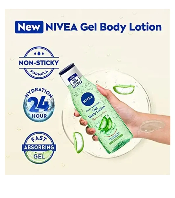 Nivia  NIVEA Aloe Vera Gel Body lotion, Refreshing Care for 24H hydration, Non-Sticky & fast absorbing Body lotion for fresh and healthy skin, 75 mlAmazon'sChoicefor "nivea body gel lotion"