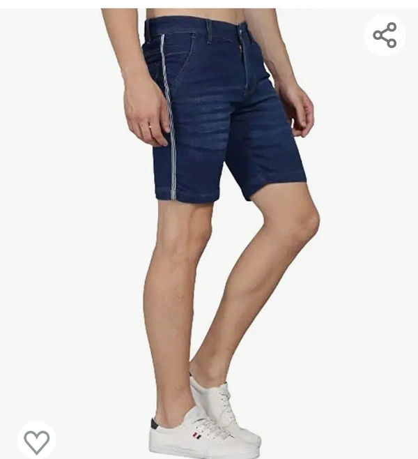 Podge Men PODGE Men's Denim Slim Fit Dark Blue Side Stripe Shorts (PGMS-STRP-DBL-002) - M. L. XL. XXL