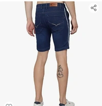 Podge Men PODGE Men's Denim Slim Fit Dark Blue Side Stripe Shorts (PGMS-STRP-DBL-002) - M. L. XL. XXL