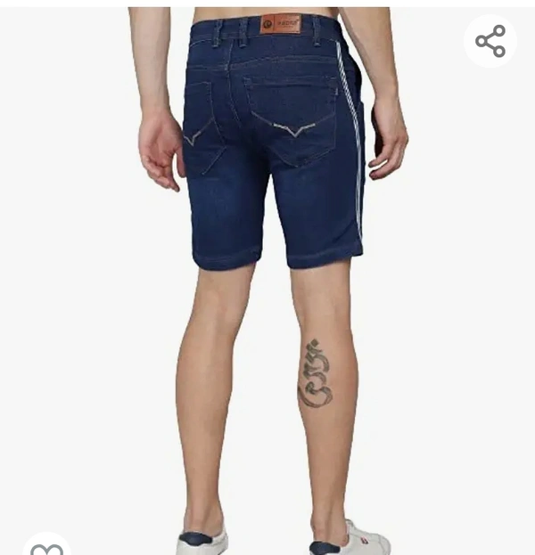 Podge Men PODGE Men's Denim Slim Fit Dark Blue Side Stripe Shorts (PGMS-STRP-DBL-002) - M. L. XL. XXL