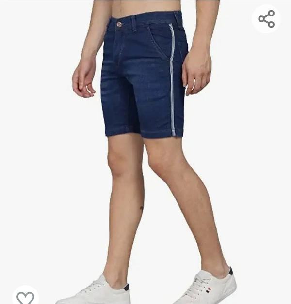 Podge Men PODGE Men's Denim Slim Fit Dark Blue Side Stripe Shorts (PGMS-STRP-DBL-002) - M. L. XL. XXL