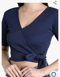 Saava Women  SAAVA Women's Cotton Lycra V-Neck Top, Overlap Stylish Top with Half Sleeves Crop Top for Party - M. L. XL.XXL