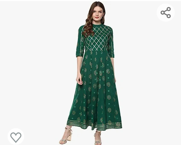 Idala Gold idaLia Gold Print Anarkali Kurta - M. L. XL. XXL