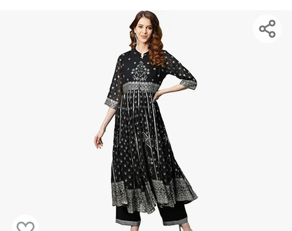 idaLia Gold Print Anarkali Kurta - M. L. XL. XXL