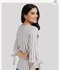 Lymio Women Knot Cuff Striped Top - M. L. XL. XXL