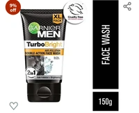 Garneir Garnier Men, Face Wash, Brightening & Anti-Pollution, TurboBright Double Action, 150 g