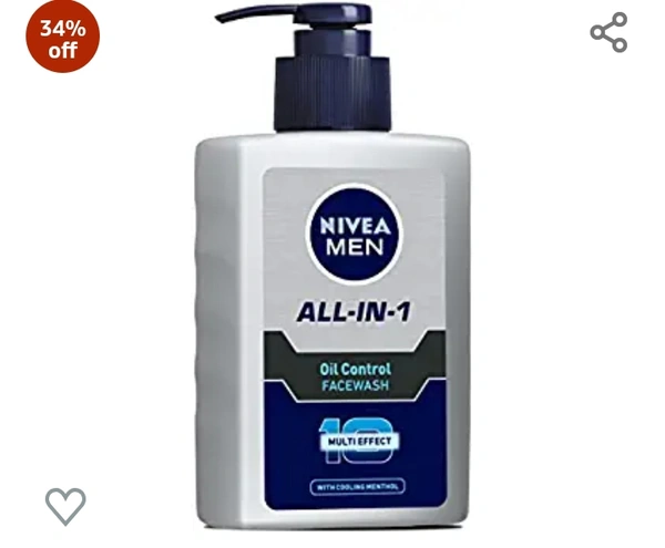 Nivia Men NIVEA Men Face Wash, Oil Control for 12hr Oil Control with 10x Vitamin C Effect, 150 ml34%off