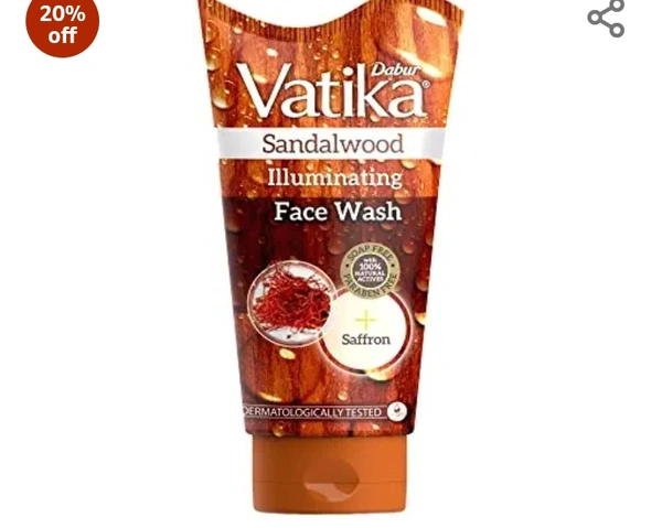 Dabur Vatika Sandalwood Illuminating Face Wash with Saffron |Dermatologically Tested|Paraben Free|Reduces Hyperpigmentation - 150ml
