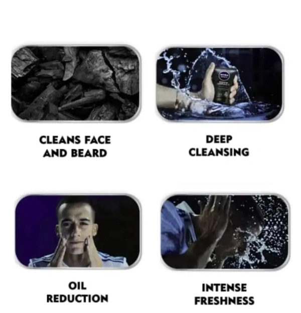 Nivia Men NIVEA Men Face Wash, Deep Impact Intense Clean, for Beard & Face, with Black Carbon, 100 g