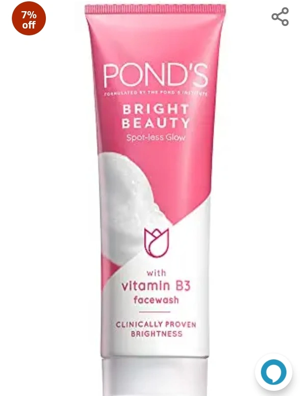 Pond's  POND'S Bright Beauty Spot-less Glow Face Wash With Vitamins, Removes Dead Skin Cells & Dark Spots, Double Brightness Action, All Skin Types, 150g