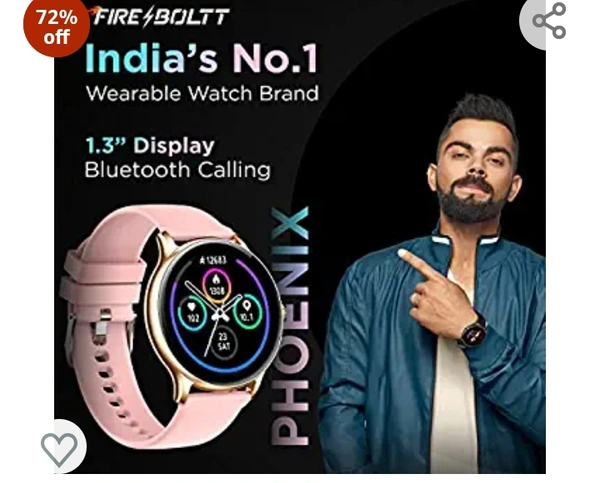 Fire Bolt Fire-Boltt Phoenix Bluetooth Calling Smartwatch 1.3",120+ Sports Modes, 240*240 PX High Res with SpO2, Heart Rate Monitoring & IP68 Rating