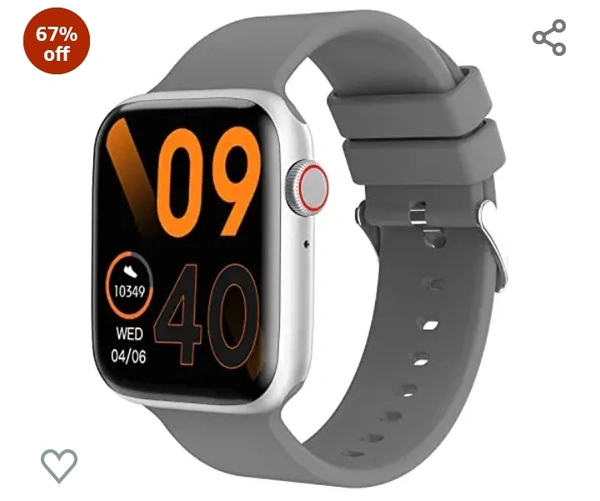 Fire Bolt Fire-Boltt Ring Pro Bluetooth Calling, 1.75” 320*385px High Res, IP68 & SpO2 Monitoring, Pin Code Locking & Split Screen Access, Built in Mic & Speaker for HD Calls, Silver Grey, Free Size