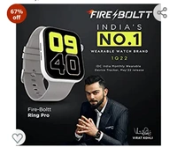 Fire Bolt Fire-Boltt Ring Pro Bluetooth Calling, 1.75” 320*385px High Res, IP68 & SpO2 Monitoring, Pin Code Locking & Split Screen Access, Built in Mic & Speaker for HD Calls, Silver Grey, Free Size