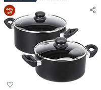 Amazon Basics  AmazonBasics - Non-Stick Cookware Set without Induction Base (Black) 8 PieceAmazon'sChoicefor "cookware set"