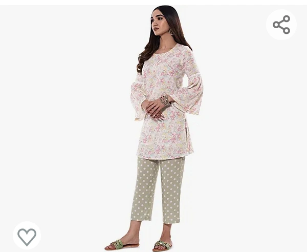 Gunnet GuneetGulnaar by Guneet Floral Printed Kurta Set for Women Latest | Crafted from Premium Cotton Fabric | Ethnic wear for Women - M. L. XL. XXL