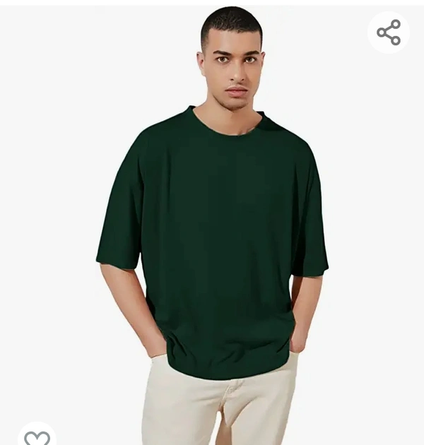 Notwild NOTWILD Men's Pure Cotton Oversized Round Neck Neon Color Drop Shoulder Plain Half Sleeve Loose Summer Boys Tshirt |Olive Color|