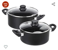 Amazon Basics  AmazonBasics - Non-Stick Cookware Set without Induction Base (Black) 8 Piece
