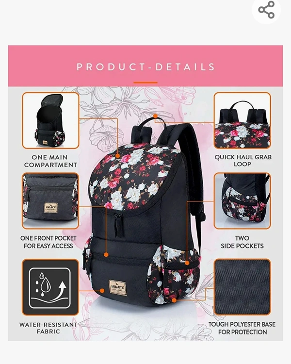 Lunar Mons Lunar's Monica - 1 Compartment Water Resistant Stylish Fashion Ladies Backpack Girls School Bag Student Backpack Women Trendy Travel BagAmazon'sChoice