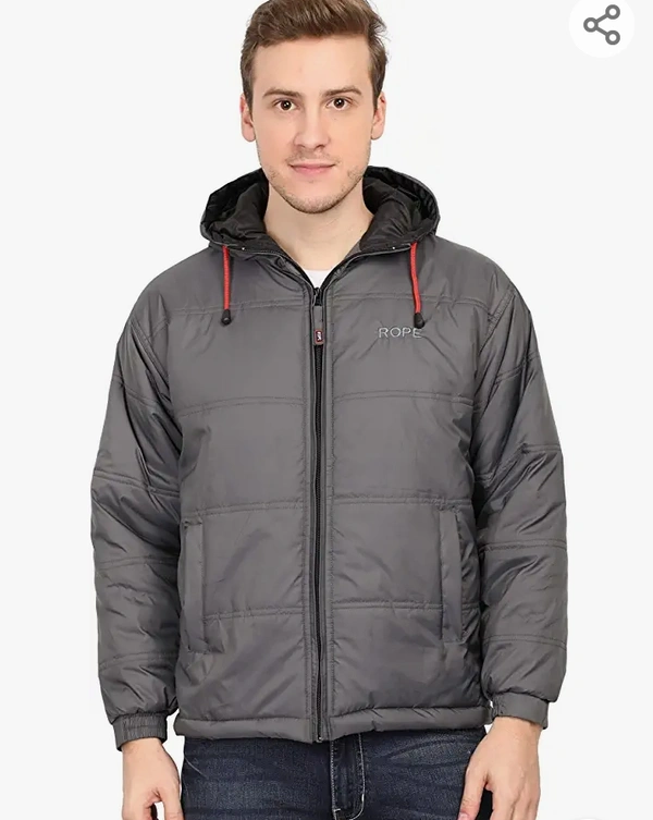 Repo Full Sleeve  Rope Full Sleeve Grey Solid Polyester Men's Casual Bomber Jacket With Hood - L. XL. XXL