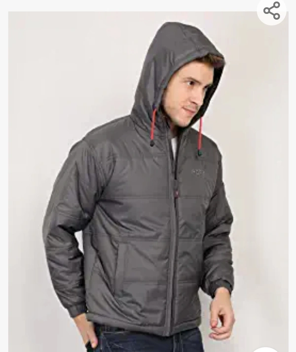 Repo Full Sleeve  Rope Full Sleeve Grey Solid Polyester Men's Casual Bomber Jacket With Hood - L. XL. XXL