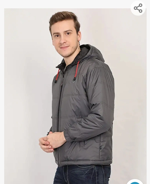 Repo Full Sleeve  Rope Full Sleeve Grey Solid Polyester Men's Casual Bomber Jacket With Hood - L. XL. XXL